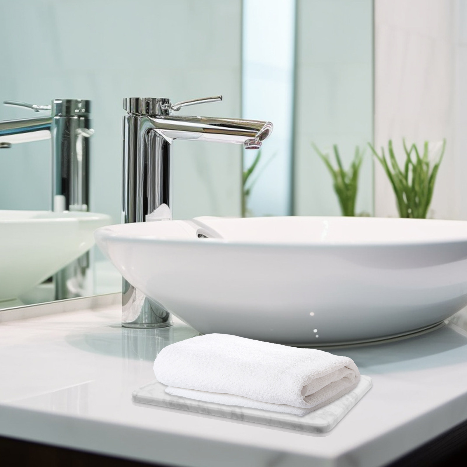 Natural White Marble Round Tra - Luxury Skincare & Spa Photos recension och pris